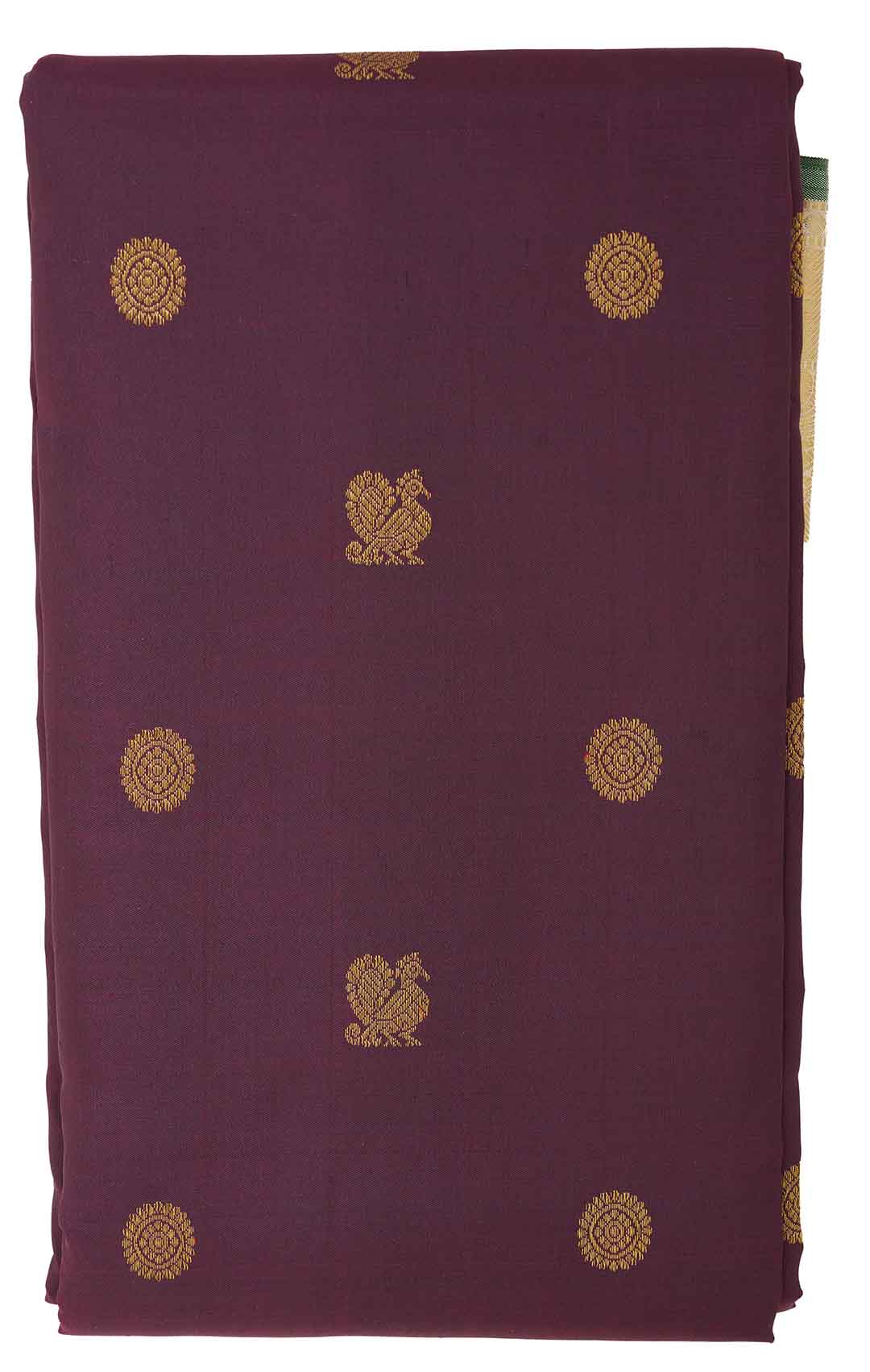Deep Burgundy Kanchivaram Saree With Cream Border