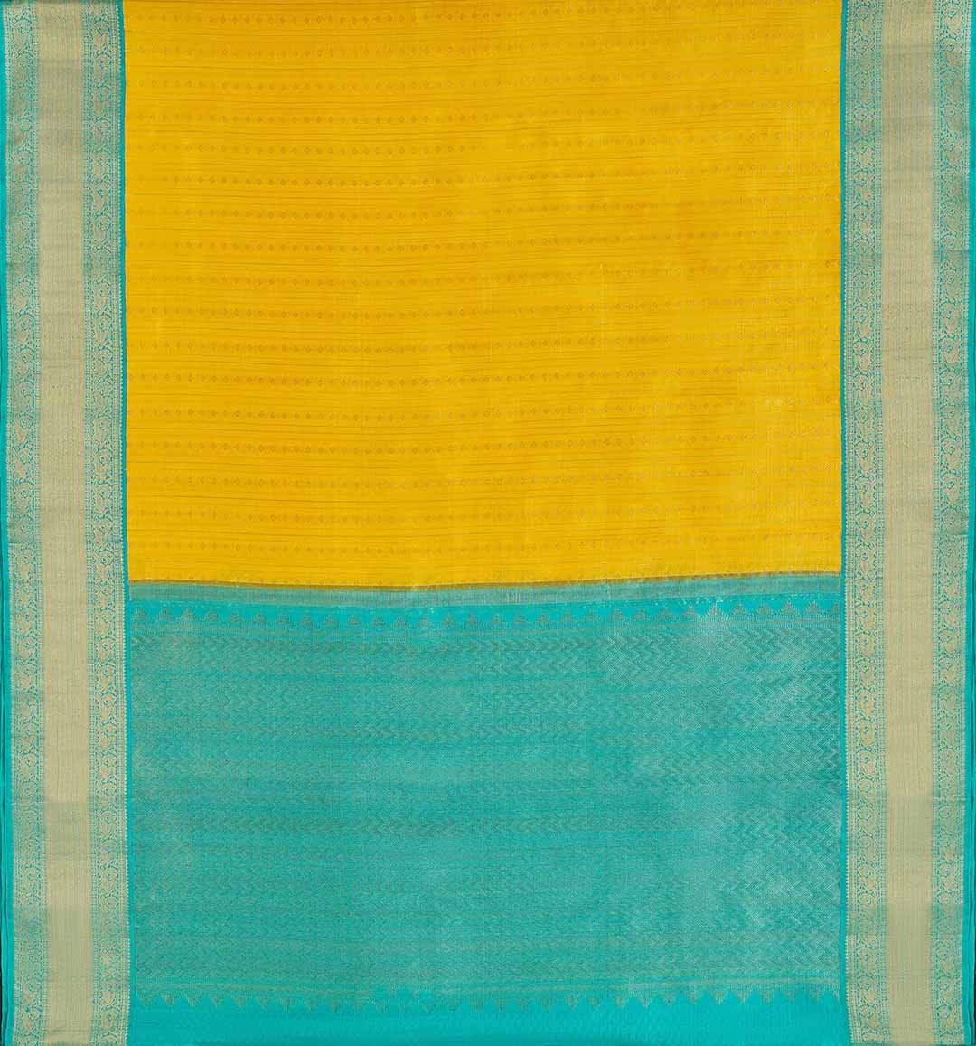 Turmeric Yellow Kanchivaram Saree With Rama Green Border