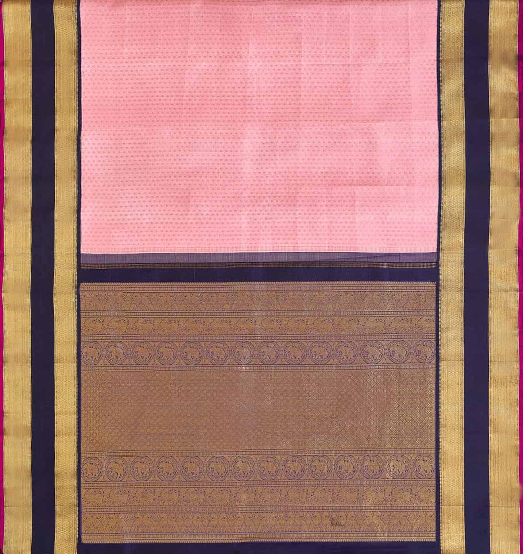 Powder Pink Kanchivaram Saree With Blue Border