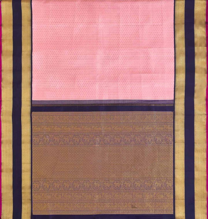 Powder Pink Kanchivaram Saree With Blue Border