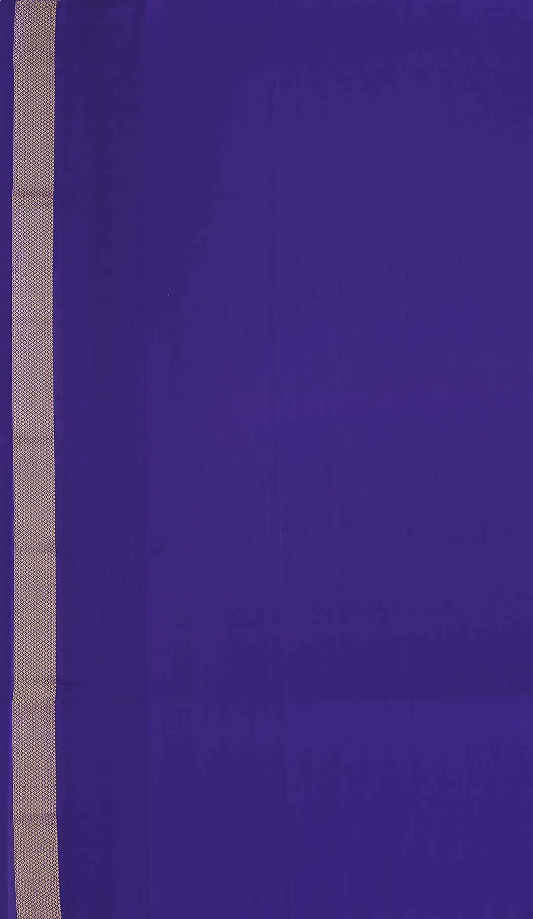 Lemon Yellow Checks Kanchivaram Saree With Purple Border