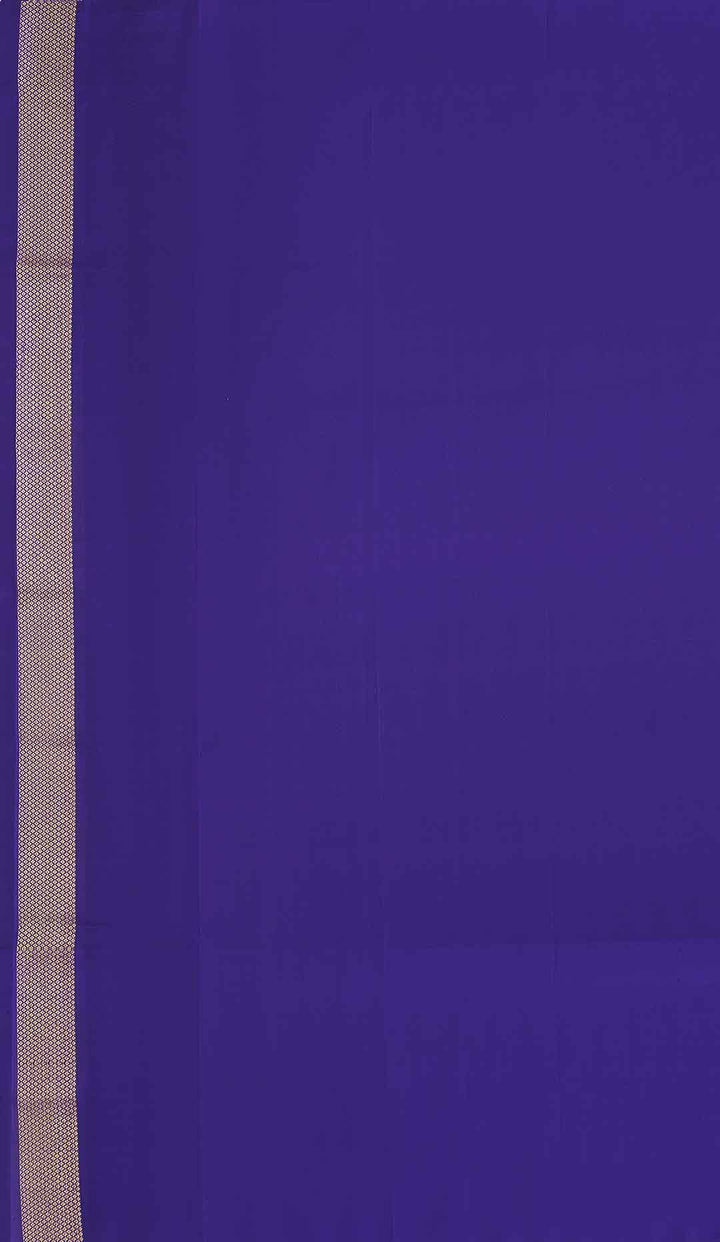 Lemon Yellow Checks Kanchivaram Saree With Purple Border