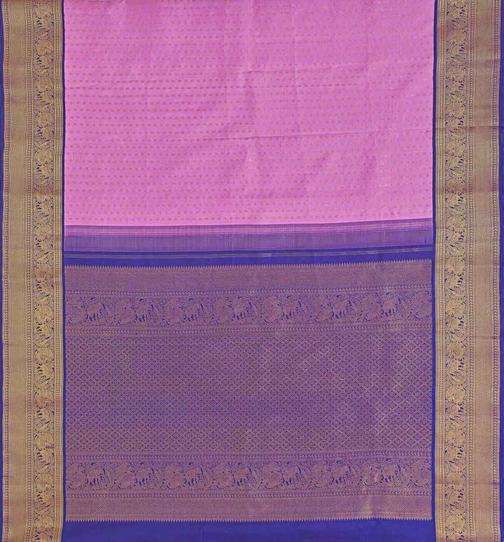 Lavender Lilac Laksha Butta Kanchivaram Saree With Violet Border