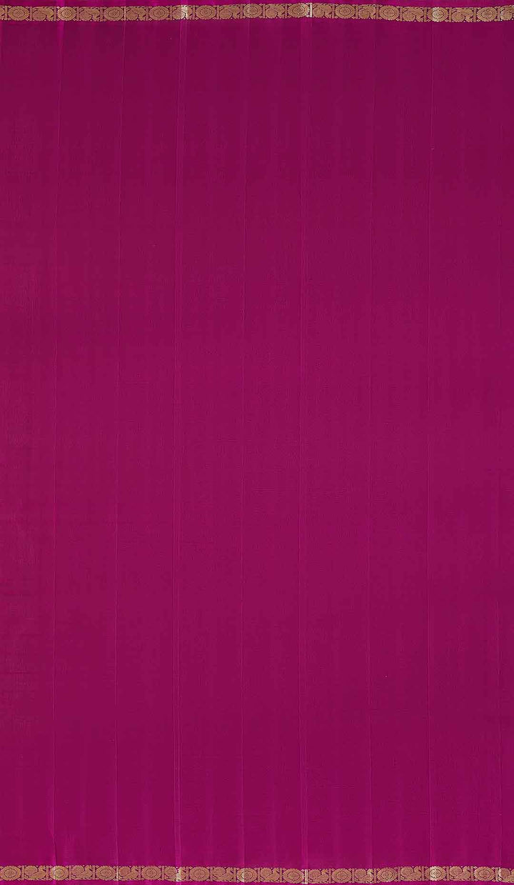 Yellow Gold Kanchivaram Saree With Pink Border