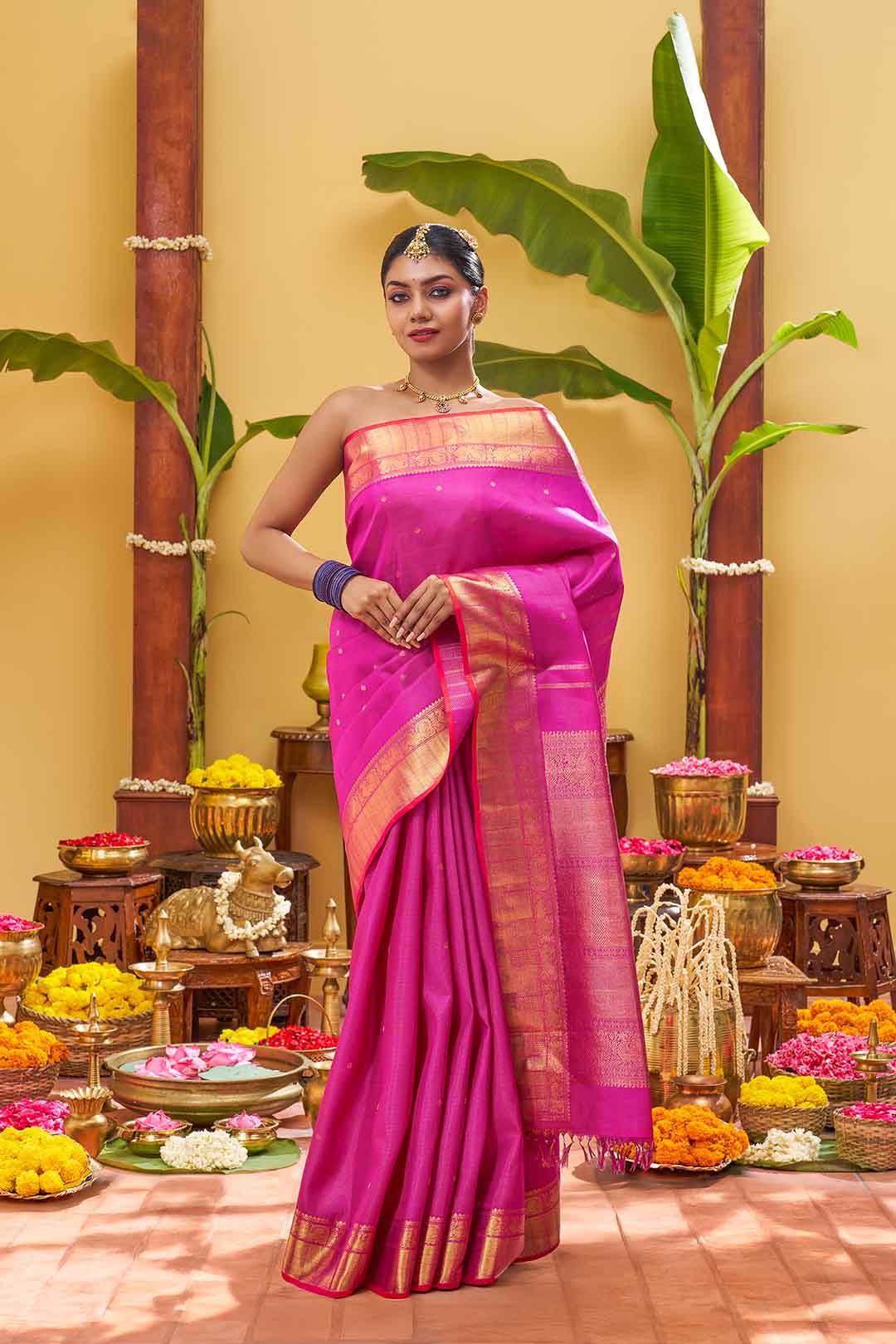 Rani Pink Vairoosi Kanchivaram Saree