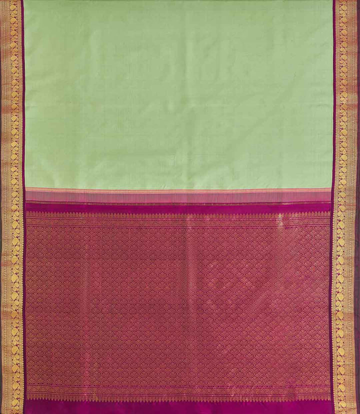Apple Green Kanchivaram Saree With Wine Border