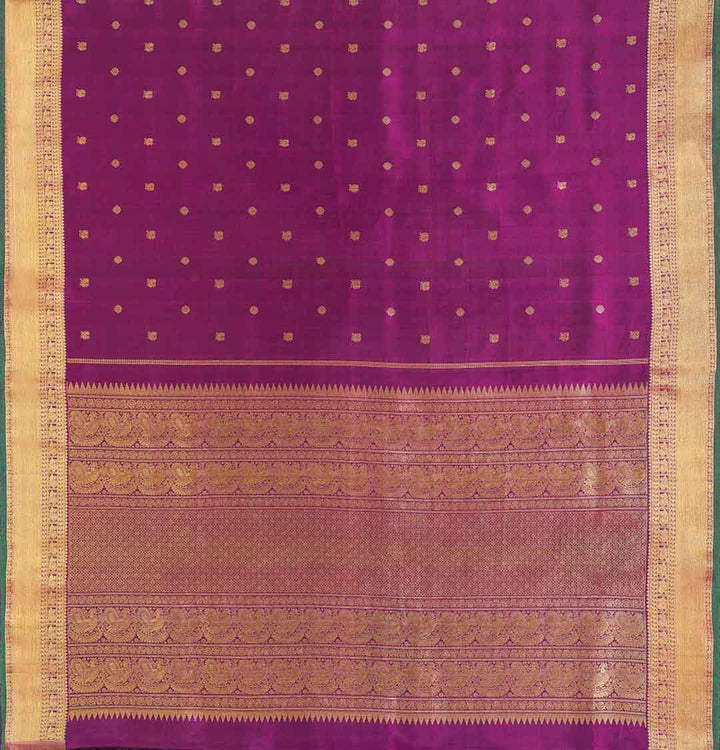 Wine Purple Kanchivaram Saree With Mayilkann Peacock Border