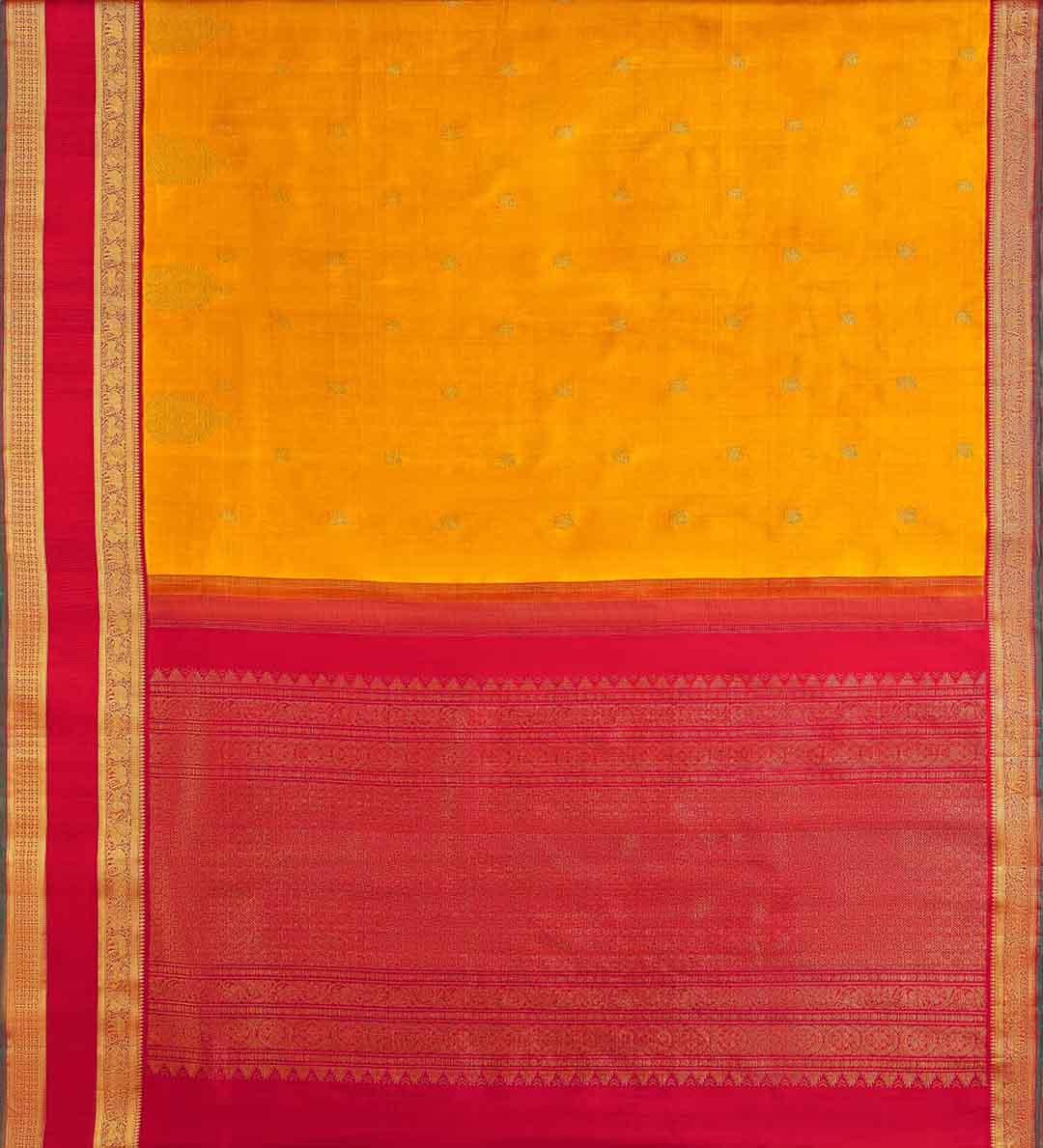 Yellow Kanchivaram Saree With Red Border