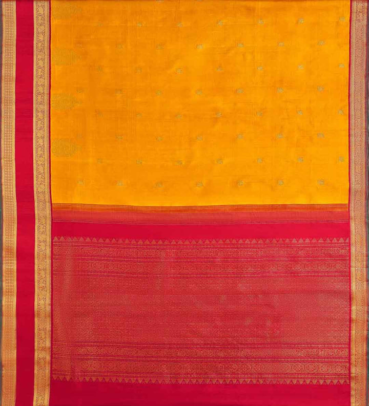 Yellow Kanchivaram Saree With Red Border