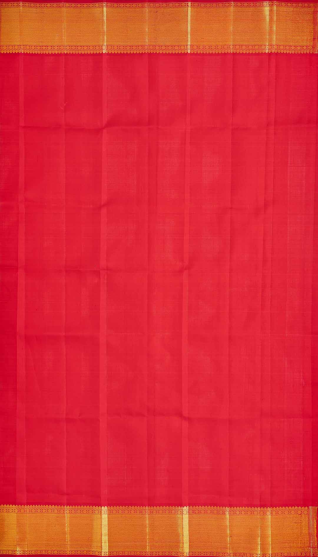 Red Checks With Peacock And Rudrakshi Kanchivaram Saree
