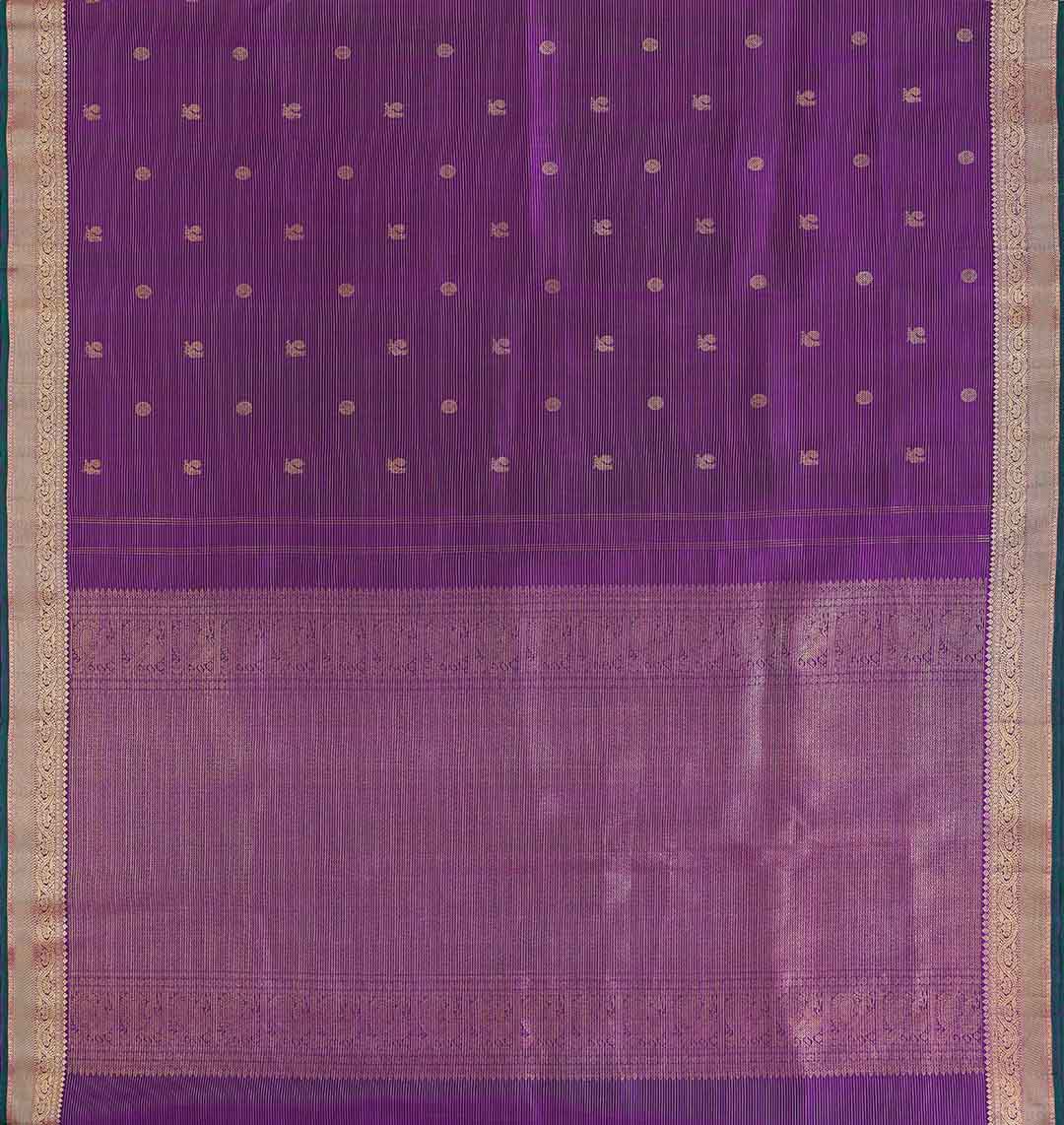 Violet Vairaoosi Lines Kanchivaram Saree With Peacock Butta Saree