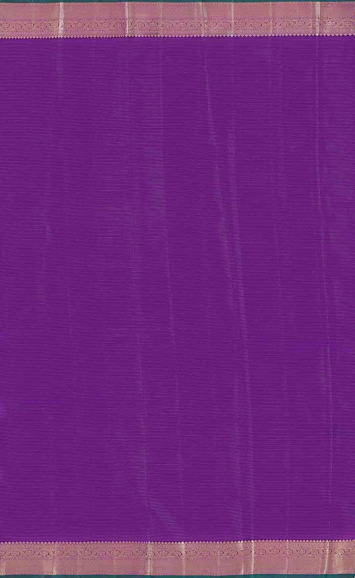 Violet Vairaoosi Lines Kanchivaram Saree With Peacock Butta Saree
