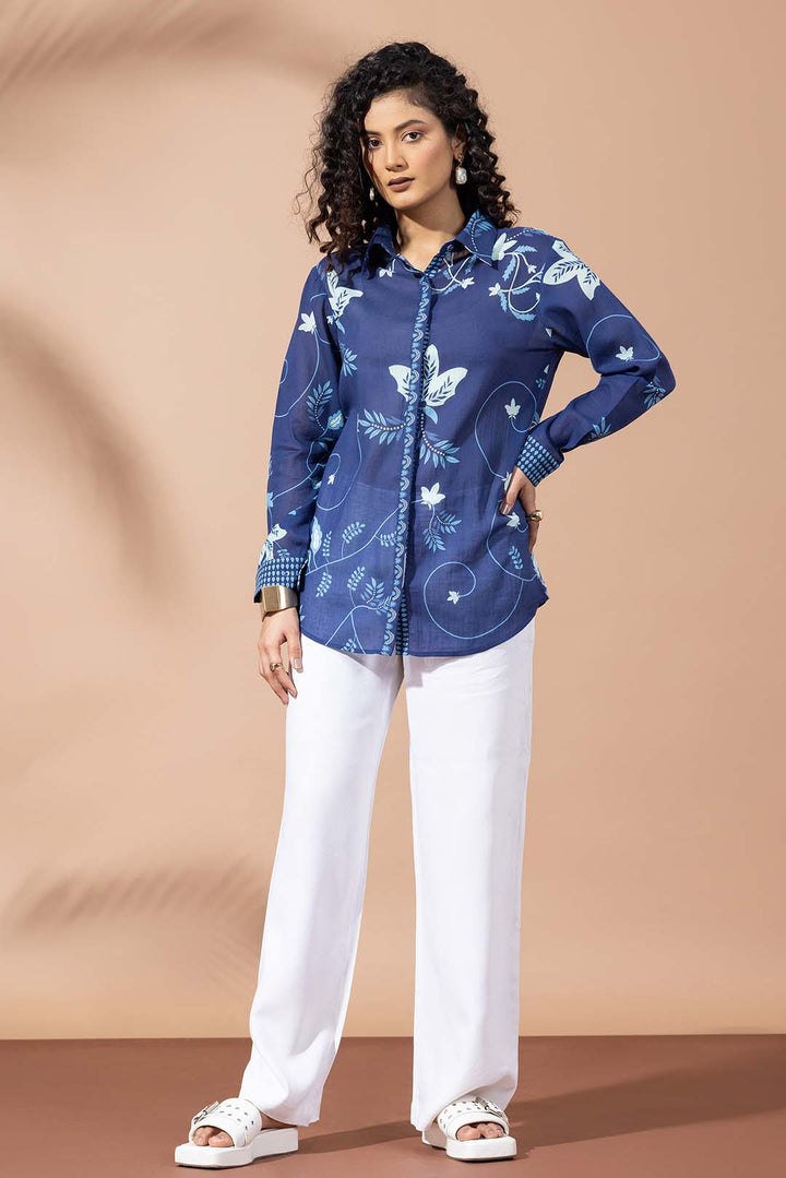 Navy Blue Bloom Shirt