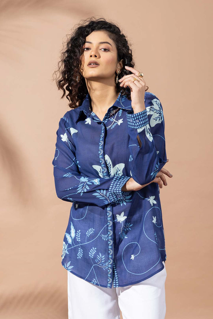 Navy Blue Bloom Shirt