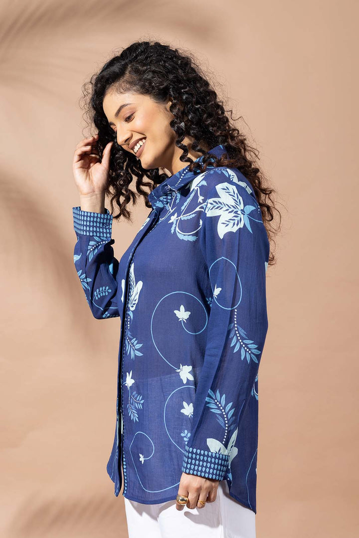 Navy Blue Bloom Shirt