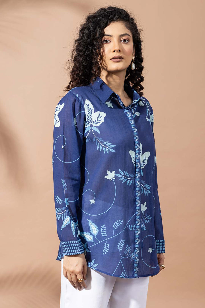 Navy Blue Bloom Shirt