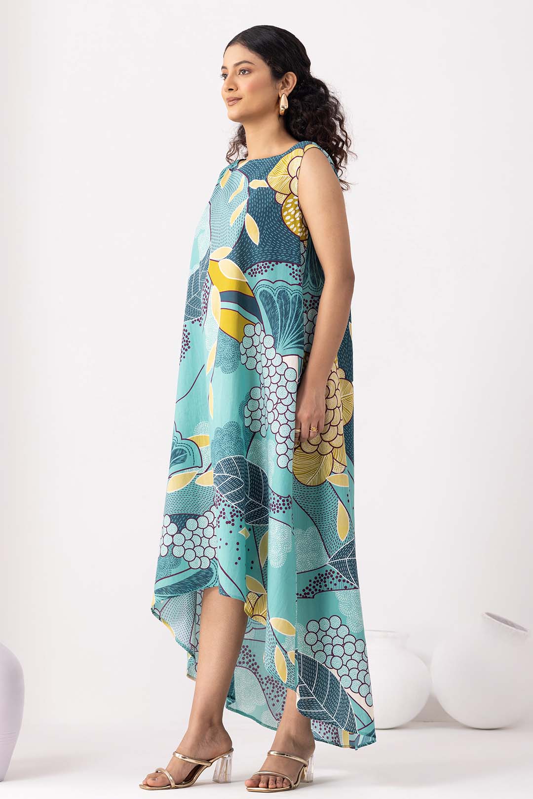 Dainty Teal Blue Flared Dress