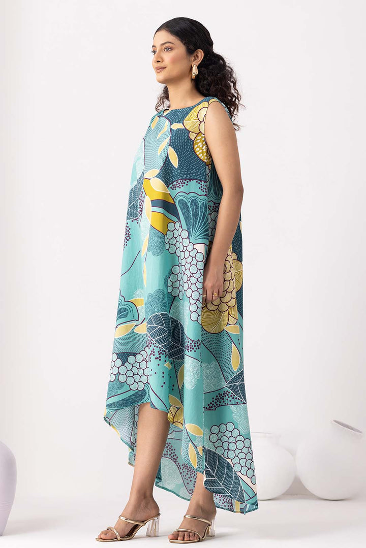 Dainty Teal Blue Flared Dress