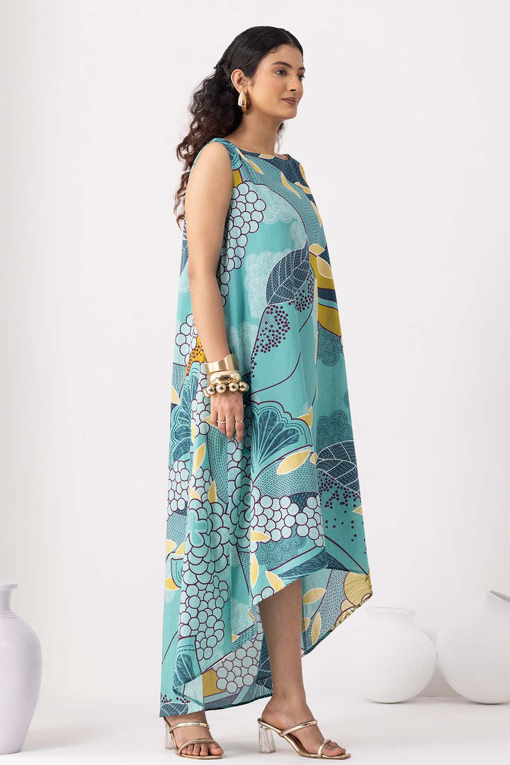 Dainty Teal Blue Flared Dress