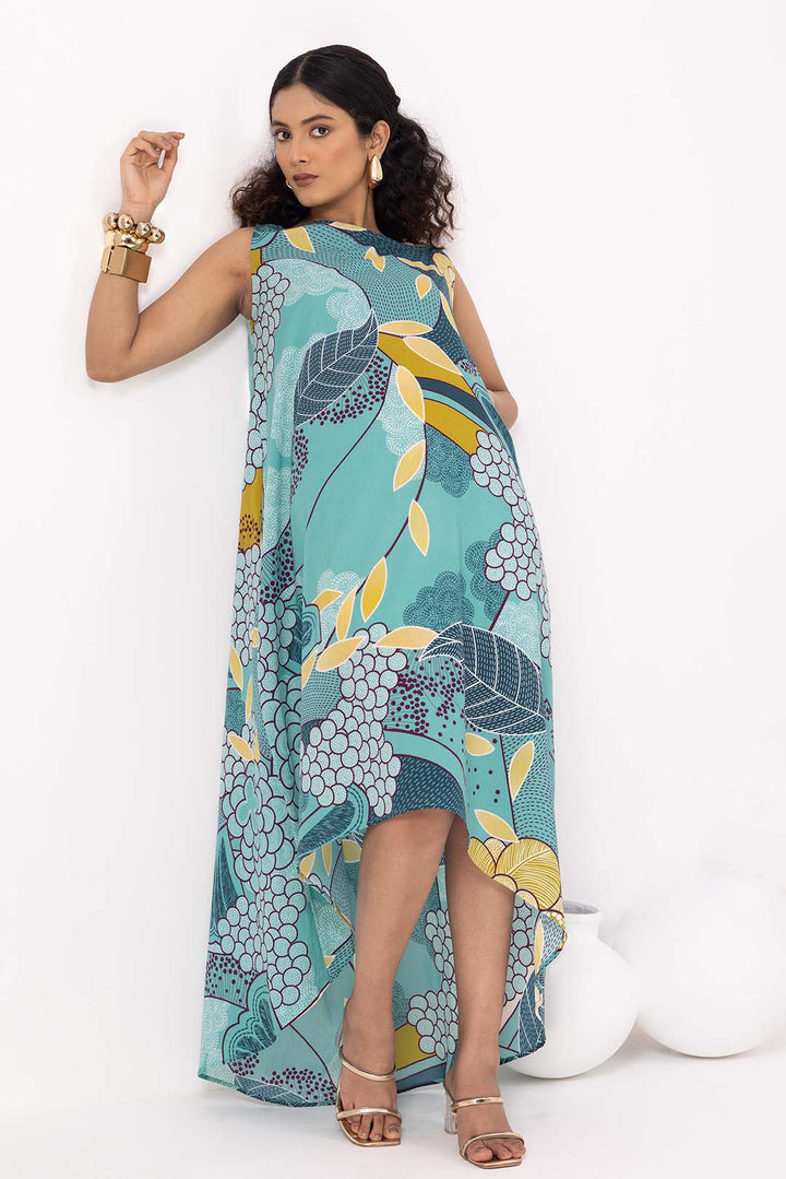 Dainty Teal Blue Flared Dress