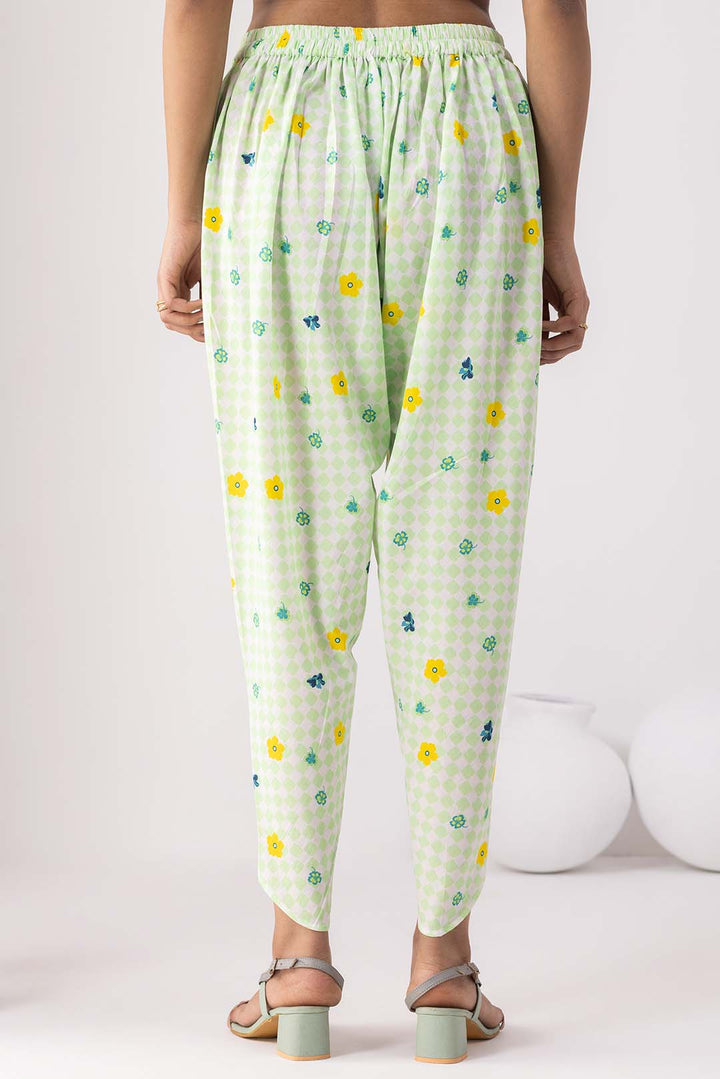 Checkered Neon Green Tunic Set