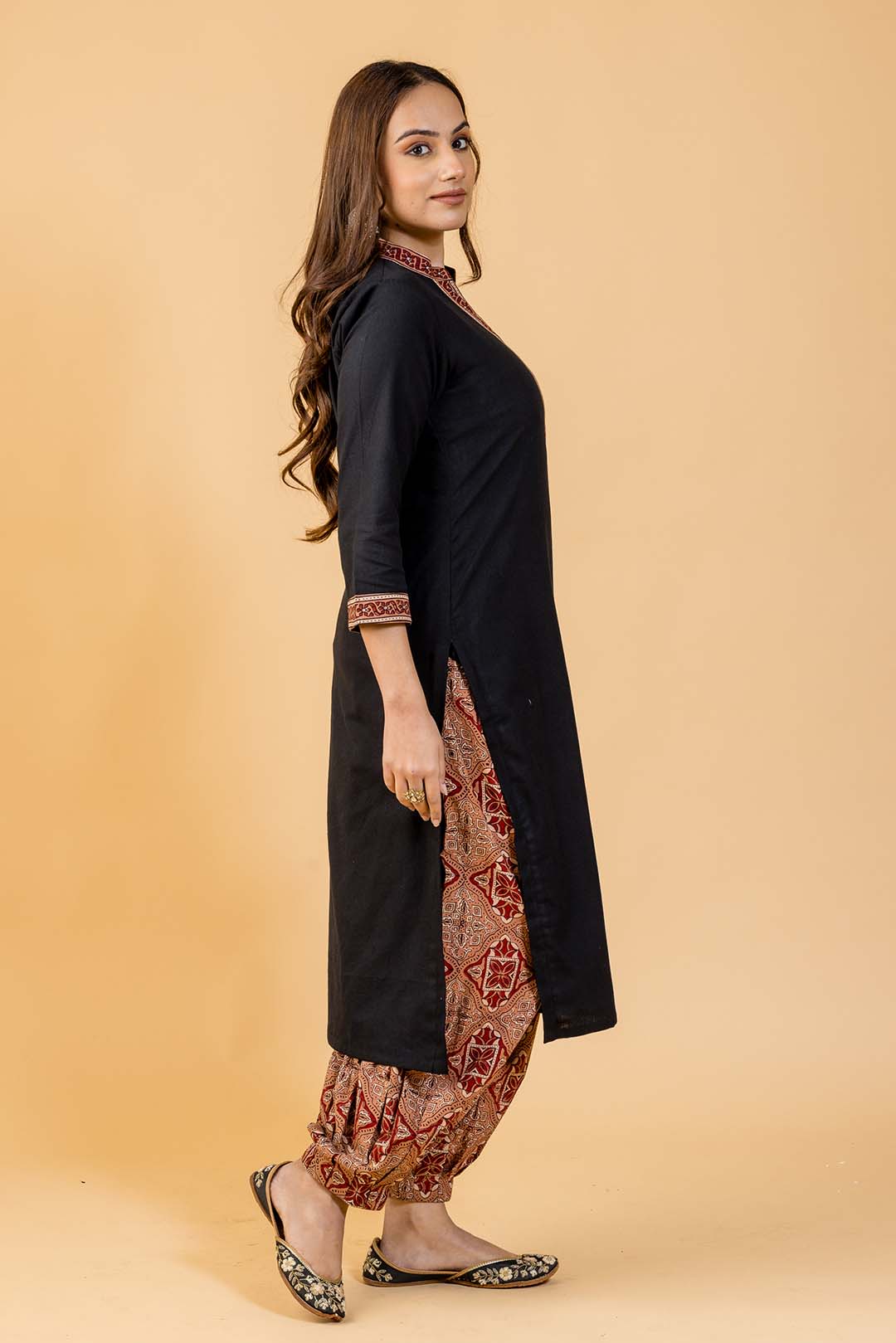 Farida Black Kurta and Ajrakh Pant