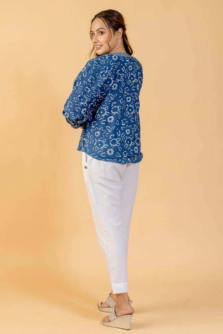 Indigo Blue Floral Top