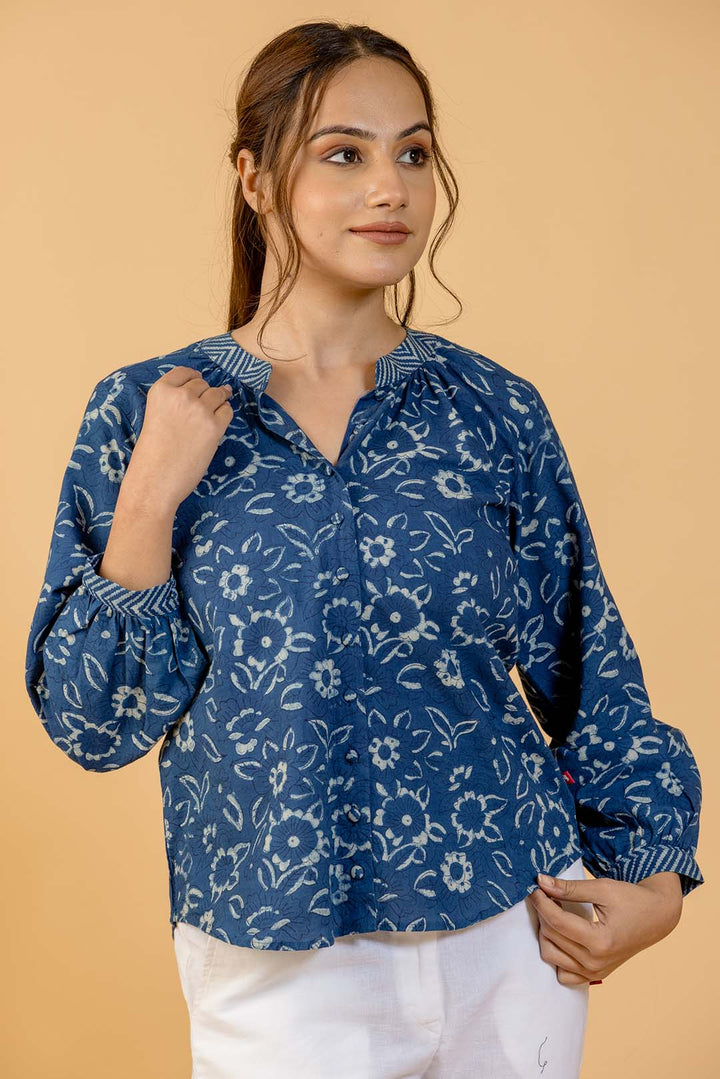 Indigo Blue Floral Top