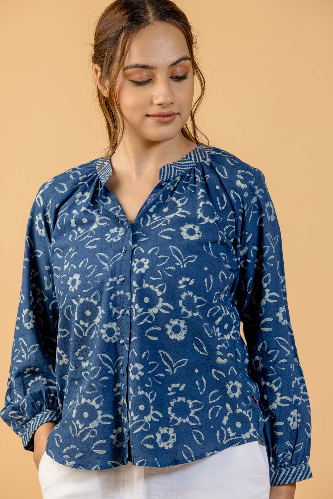 Indigo Blue Floral Top