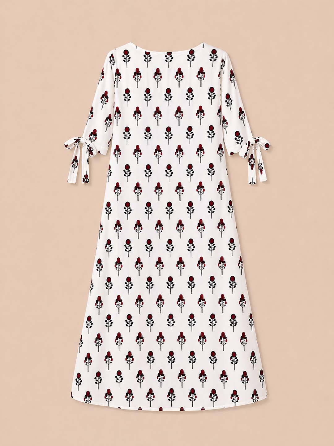 Red And Black Geometric Printed Dress