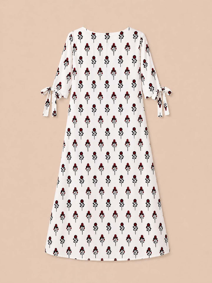 Red And Black Geometric Printed Dress