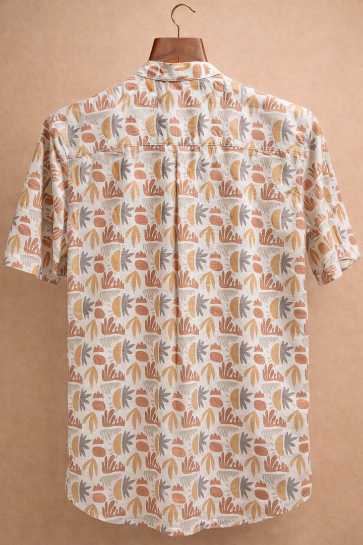 Off White Tropical Abstract Printed Shirt