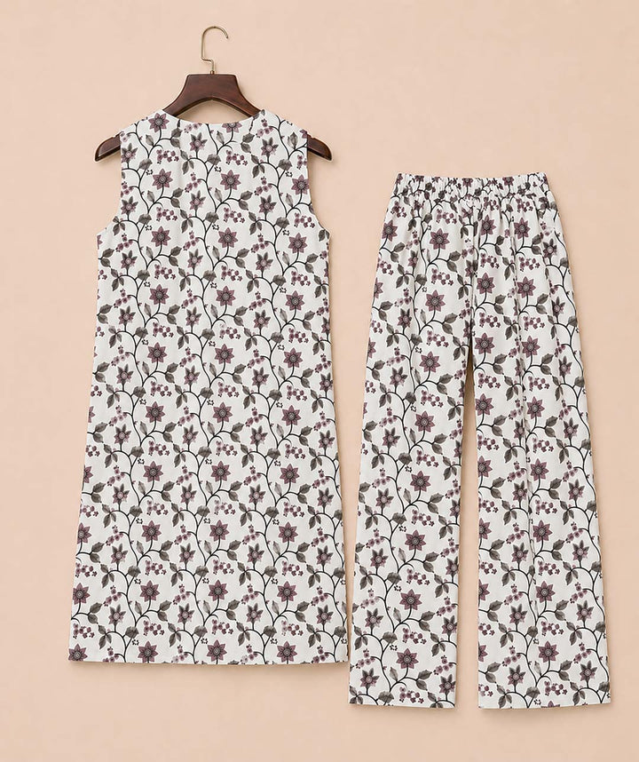 White And Purple Co-ord Set