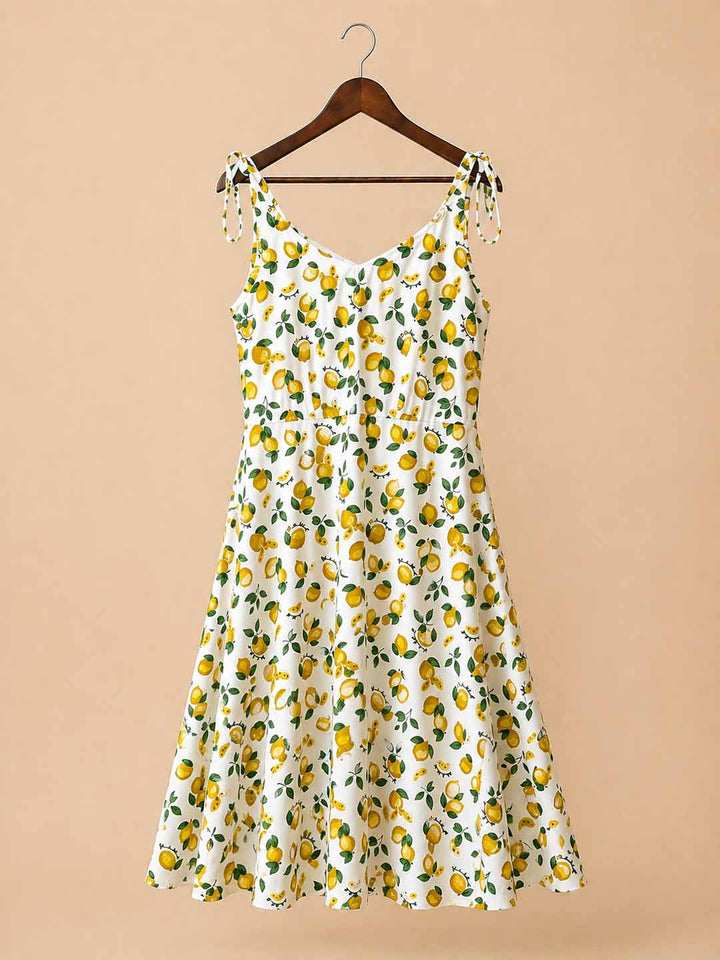 Lemon Print With Noodle Strap Dress