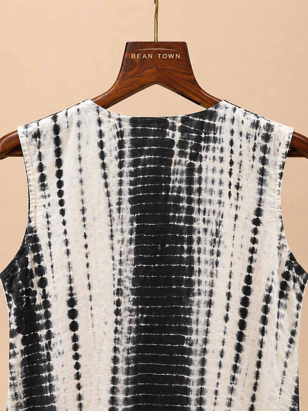 White & Black Tie & Dye Printed Dress