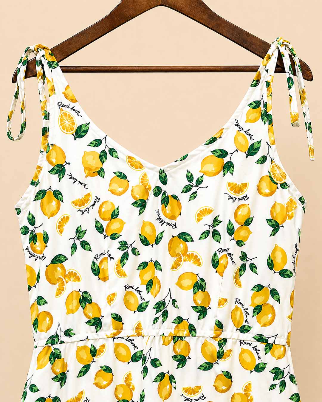 Lemon Print With Noodle Strap Dress