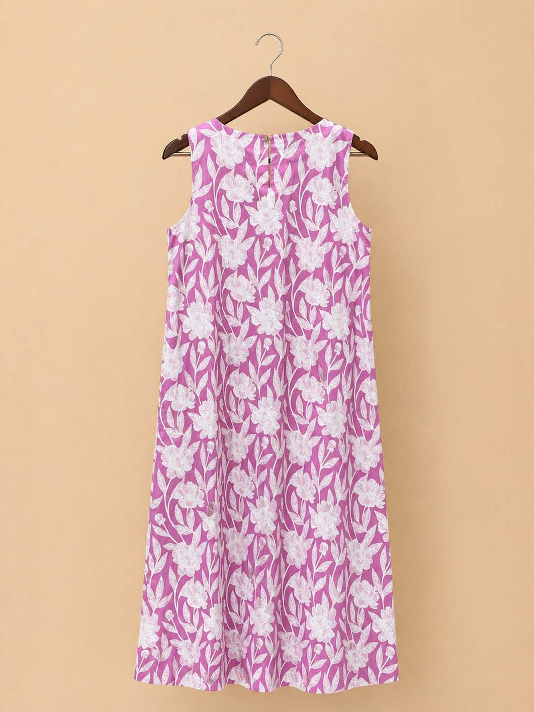 Lilac And White Floral With Knife Pleats