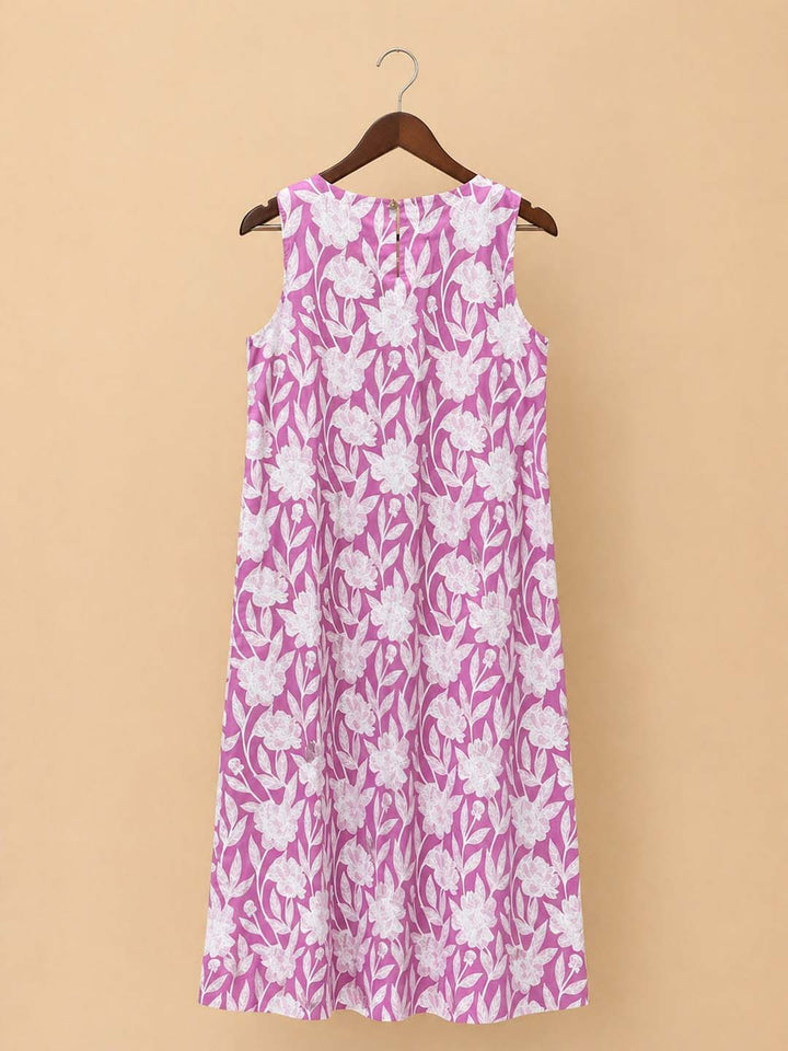 Lilac And White Floral With Knife Pleats