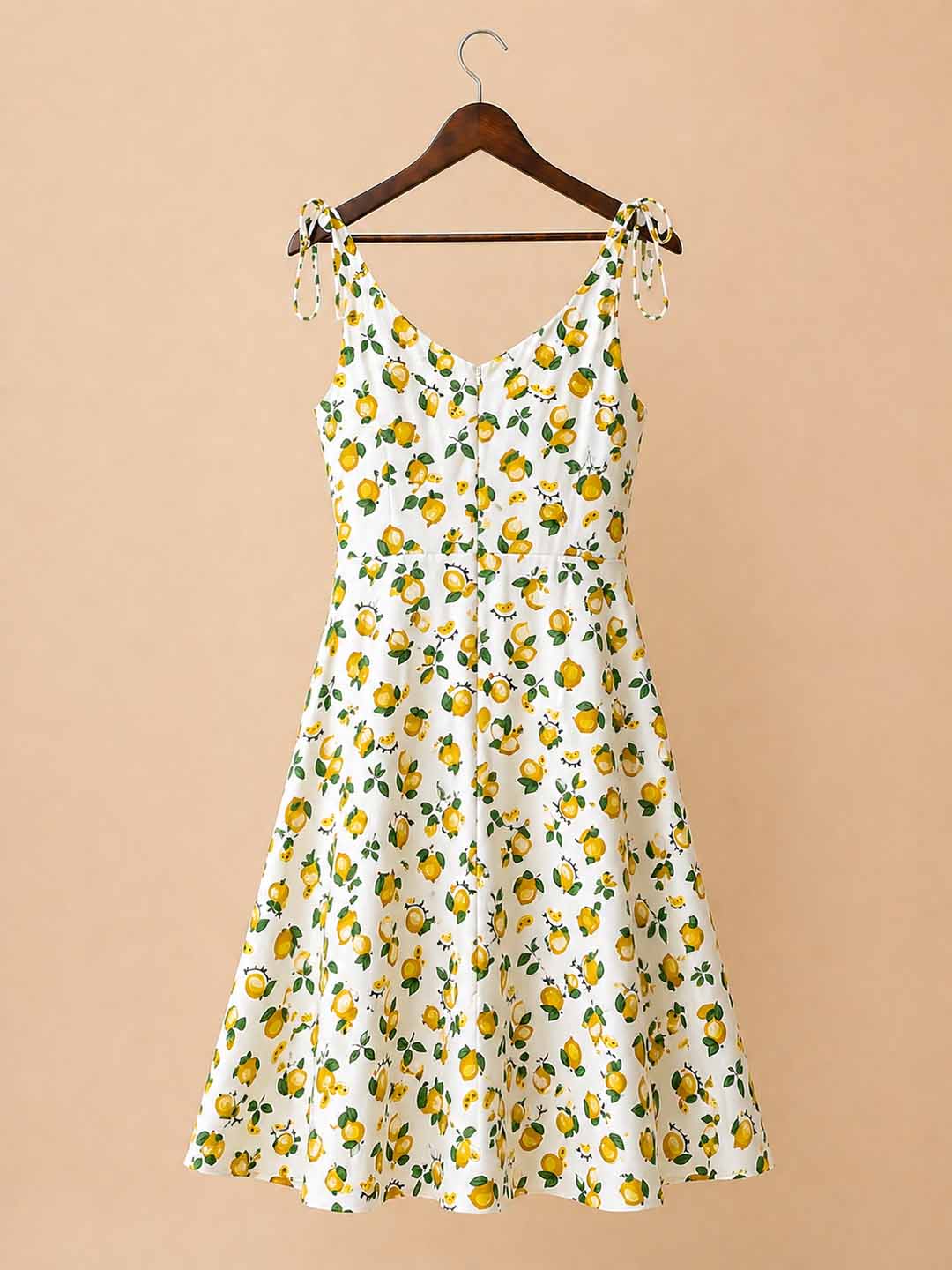 Lemon Print With Noodle Strap Dress