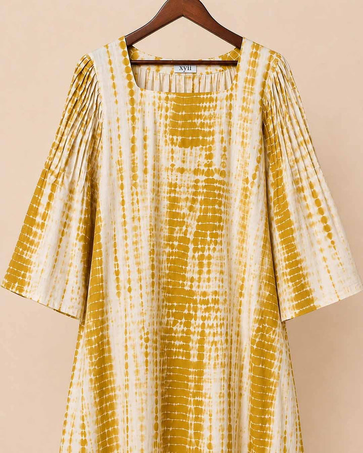White & Turmeric Yellow Tie & Dye Print