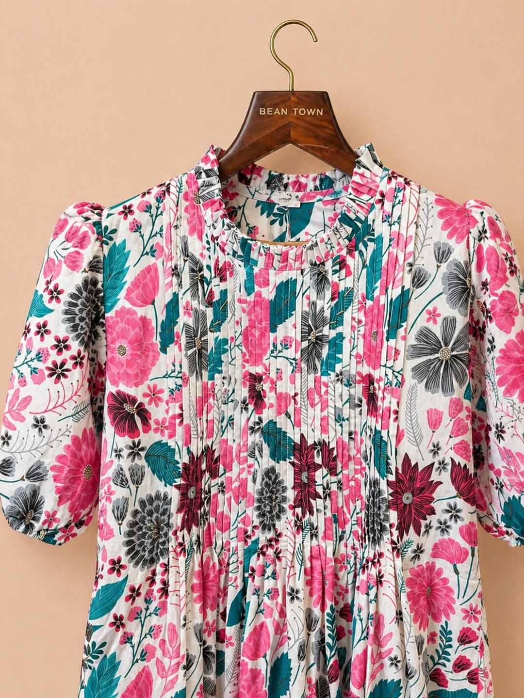 Off-White Multi Colored Floral Printed Dress