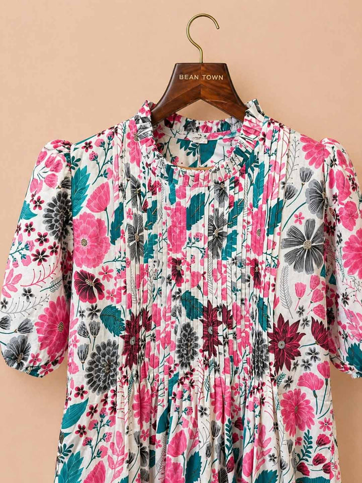 Off-White Multi Colored Floral Printed Dress
