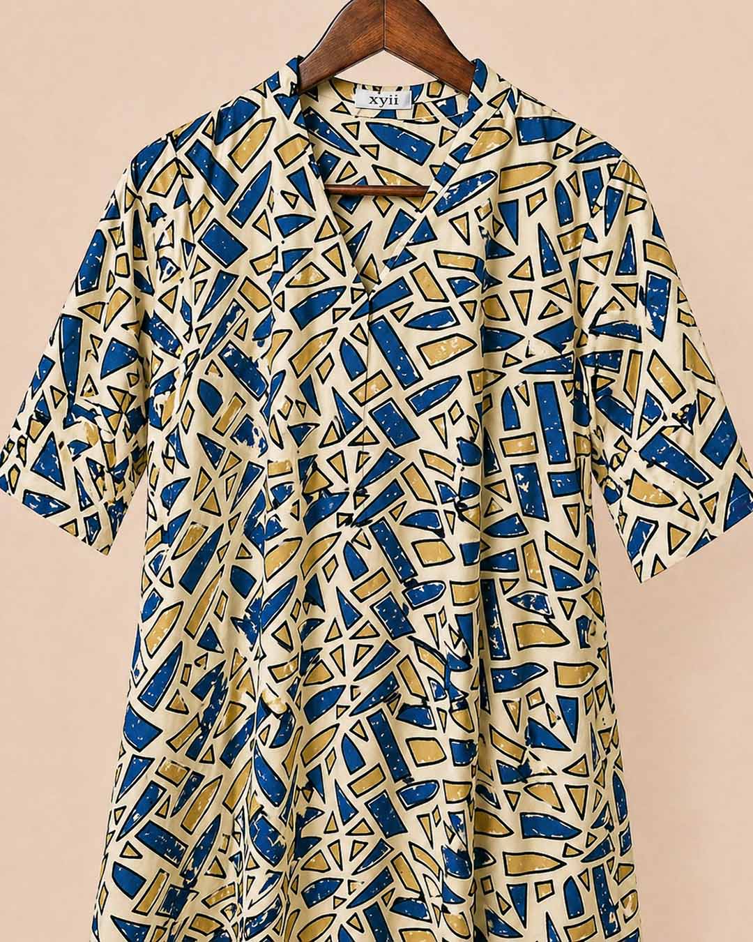 Cream Mosaic Print Dress