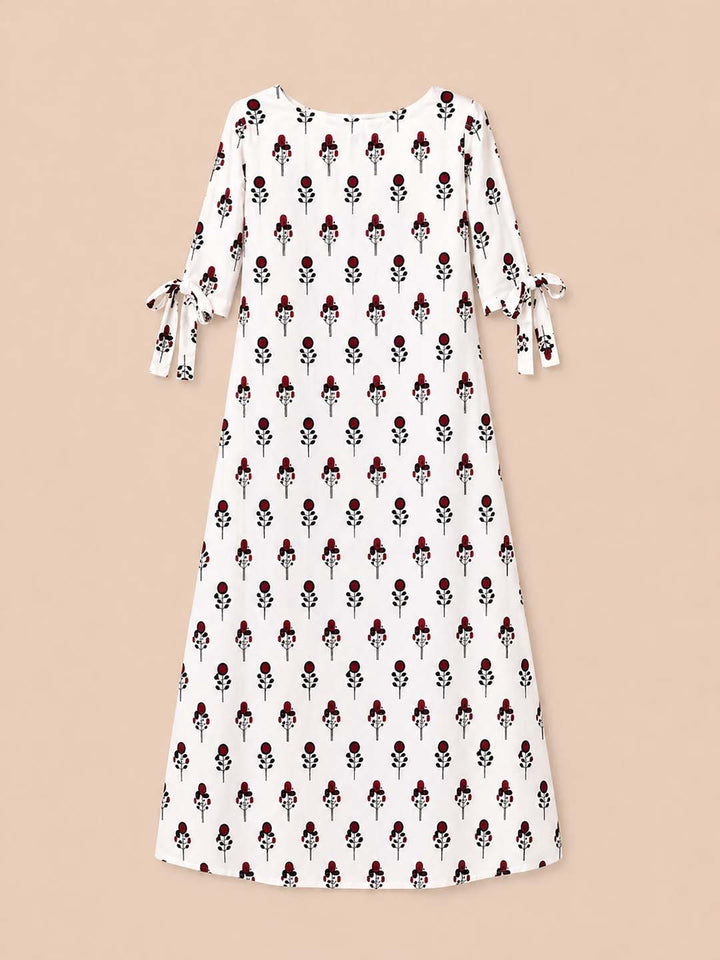 Red And Black Geometric Printed Dress