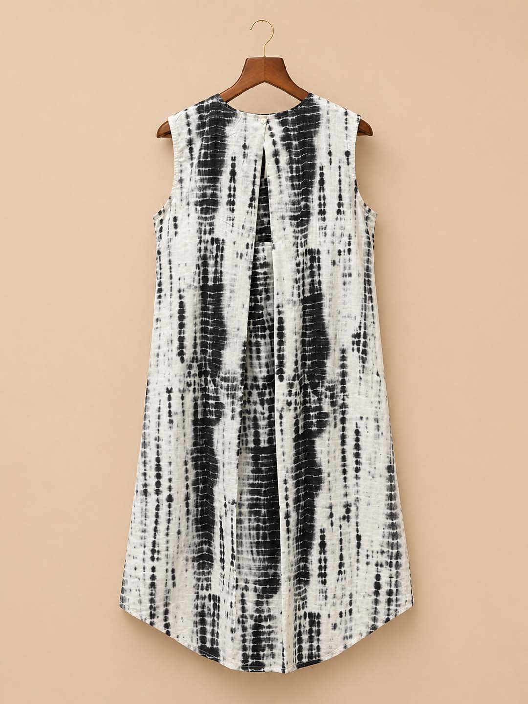 White & Black Tie & Dye Printed Dress