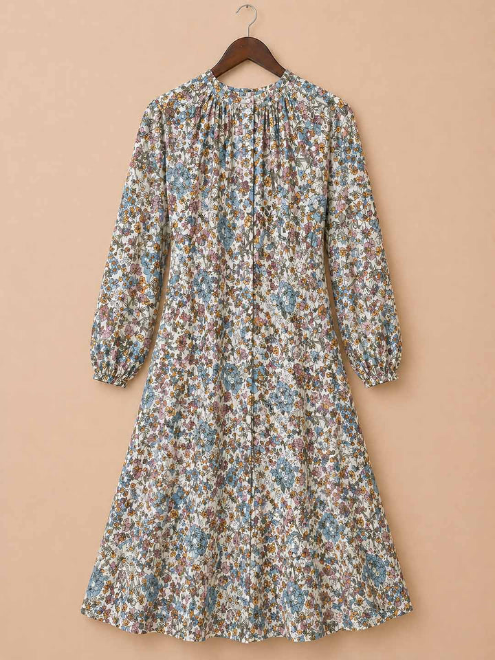White With Multi Color Floral Print Dress