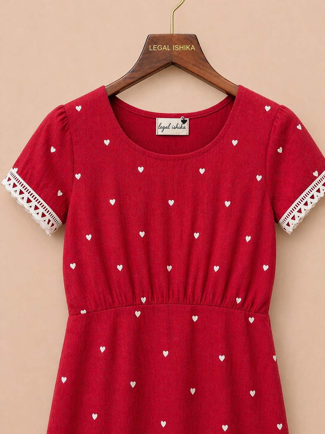 Red Heart Print Dress
