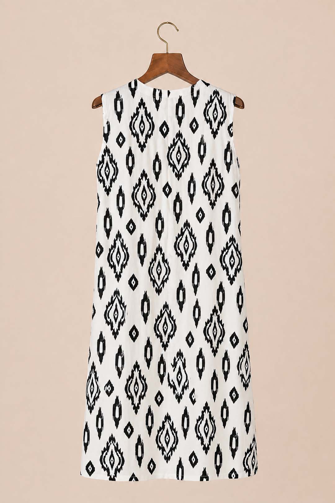 Black And White Ikat Print Dress