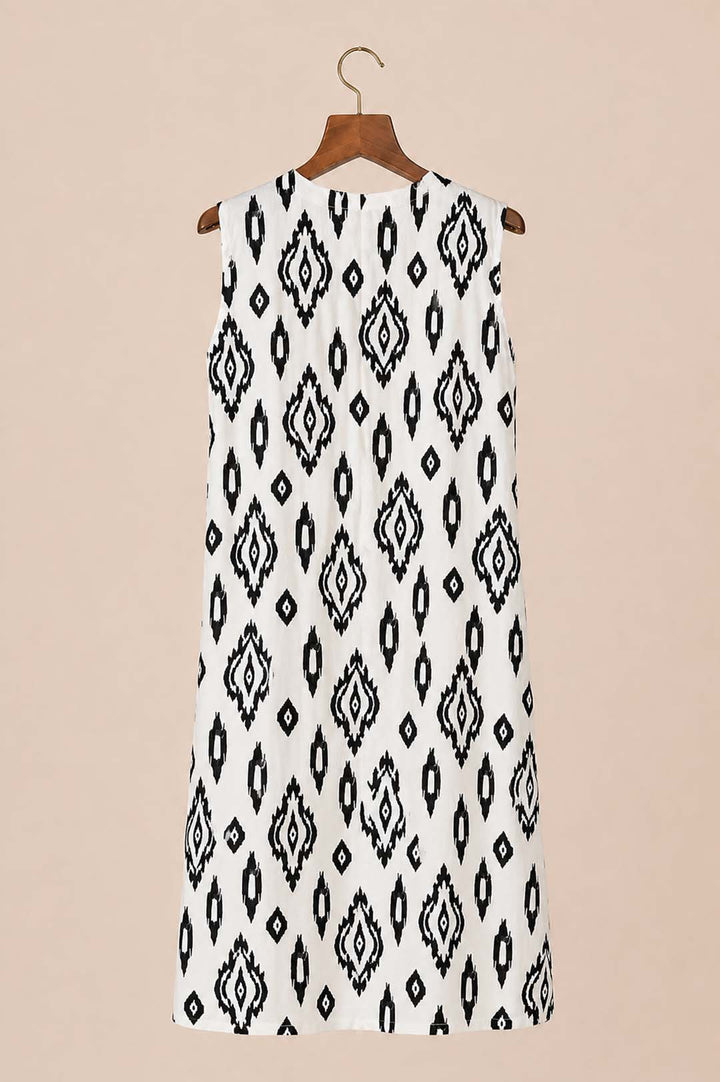 Black And White Ikat Print Dress