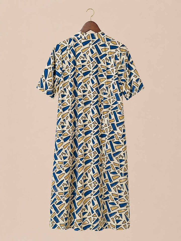Cream Mosaic Print Dress
